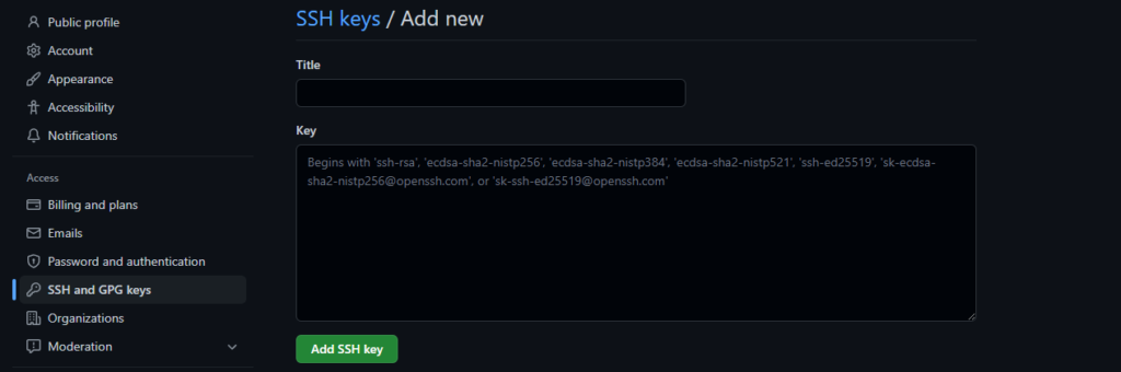 Git Profile SSH Key GitHub