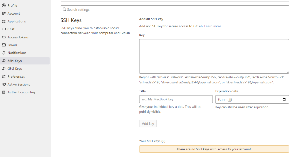 Git Profile SSH Key GitLab