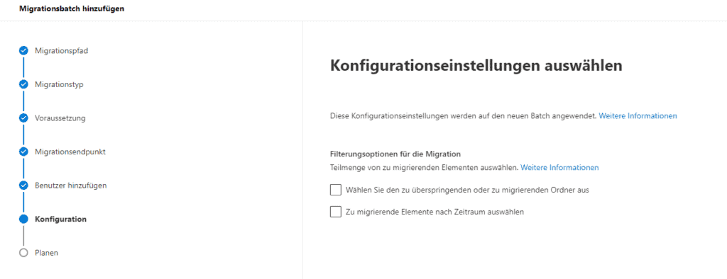 M365 Migration - Konfigurationseinstellungen