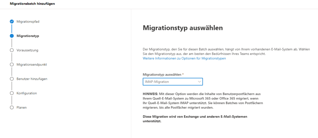 M365 Migration - Migrationstyp wählen