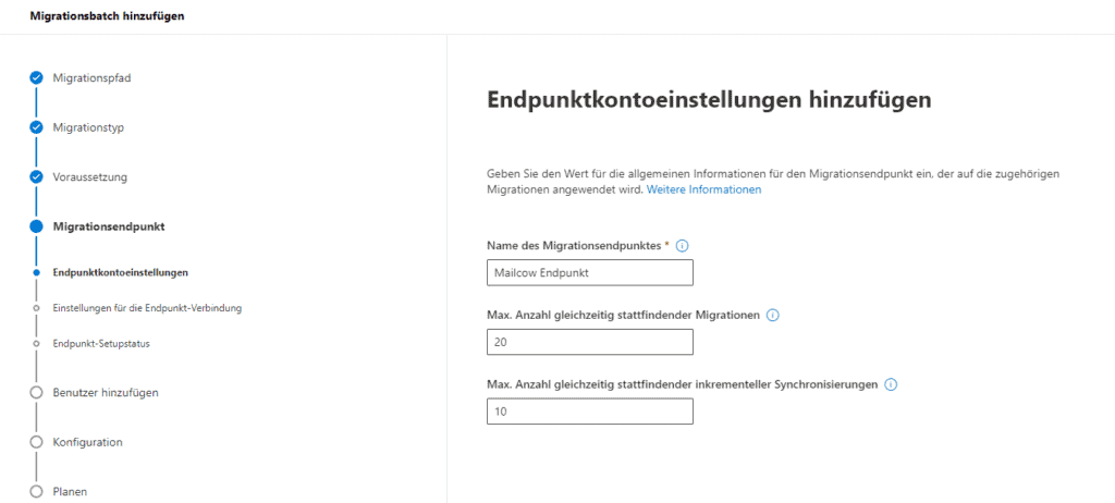 M365 Migration - Endpunkteinstellungen