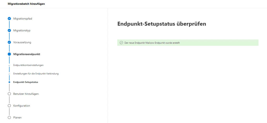 M365 Migration - Endpunkt-Setupstatus